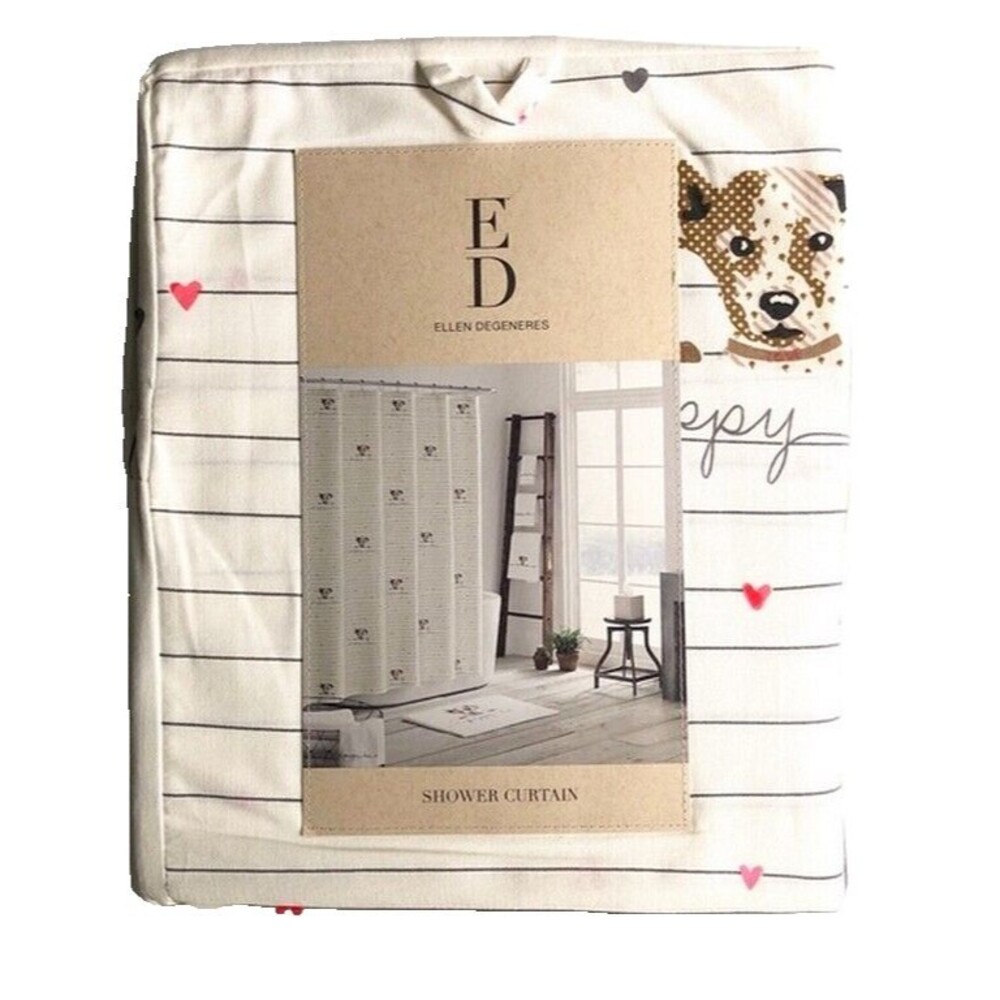 Ellen DeGeneres Puppy Dog Love Shower Curtain 100% Adorable 100% Cotton 72x72